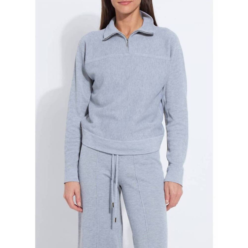 NEW LYSSE viola knit lounge sweatshirt in grey melange